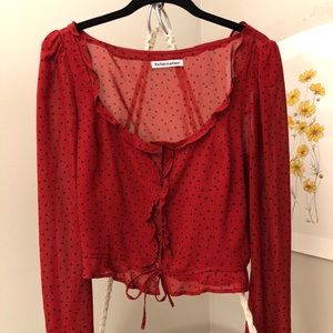 Polka dotted reformation blouse